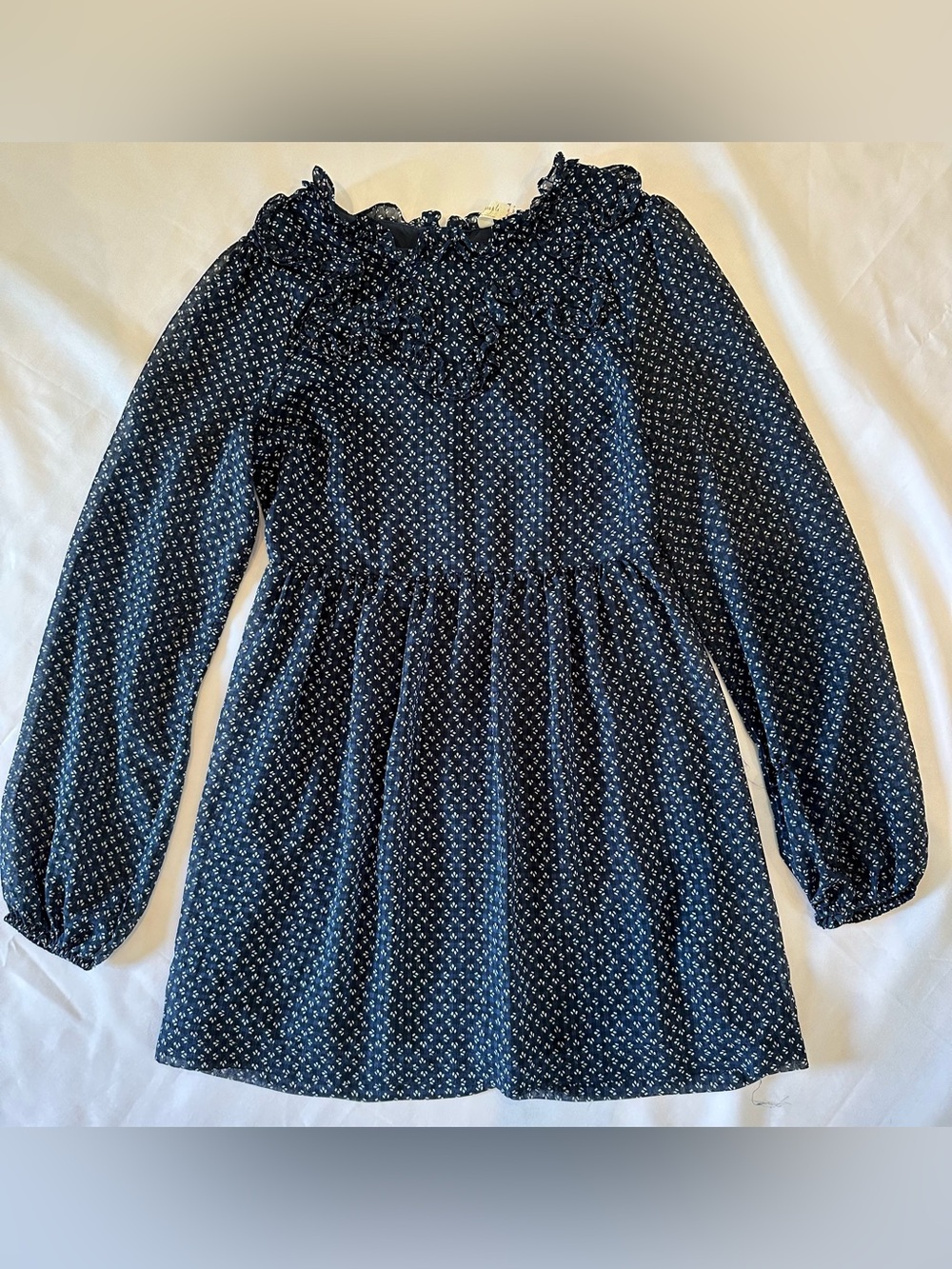 Free People Navy Floral Smocked Yoke Mini Dress